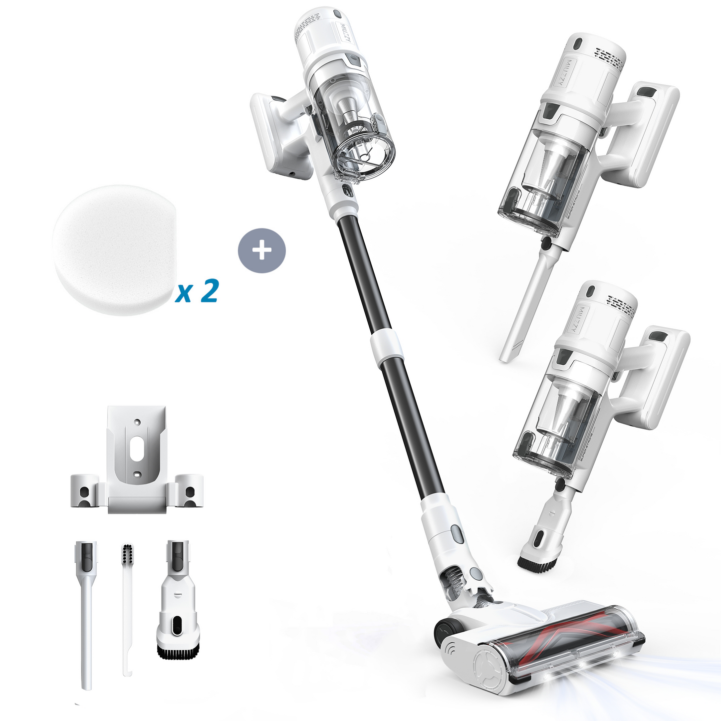 MIUZZY M244 Aspirapolvere Senza Fili, Aspirazione Potente da 140 AW, Autonomia Massima di 60 Minuti con Ricarica Rapida, Avvolgimento Anti-Capelli, Aspirapolvere Stick 6 in 1 per la Casa