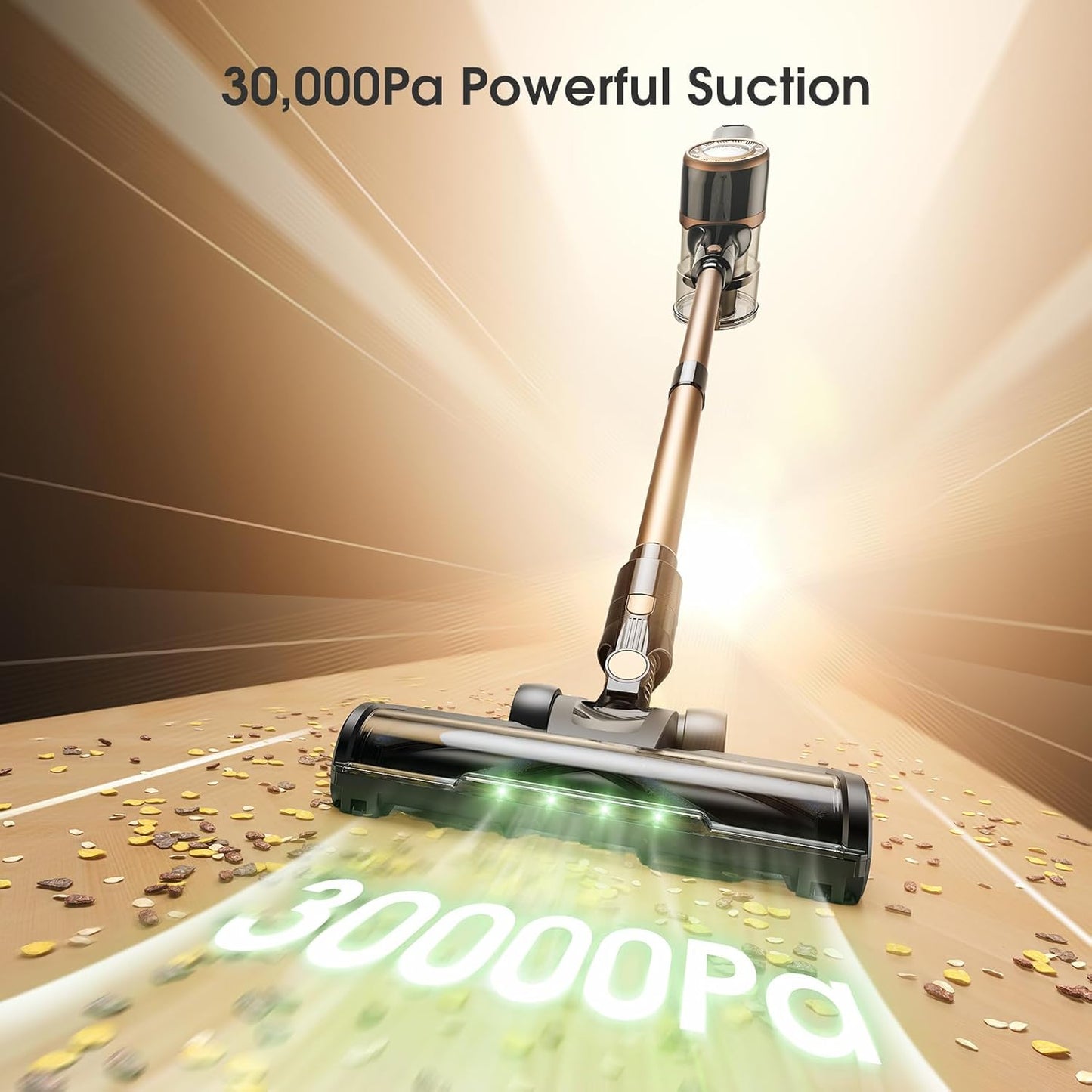 MIUZZY P2 Cordless Vacuum Cleaner, 30Kpa Stick Vacuum with Anti-Tangle Brush and Upgraded Green Light, Vacuum Cleaner for Home, Wireless Vacuum for Pet Hair, Carpet, Hard Floor