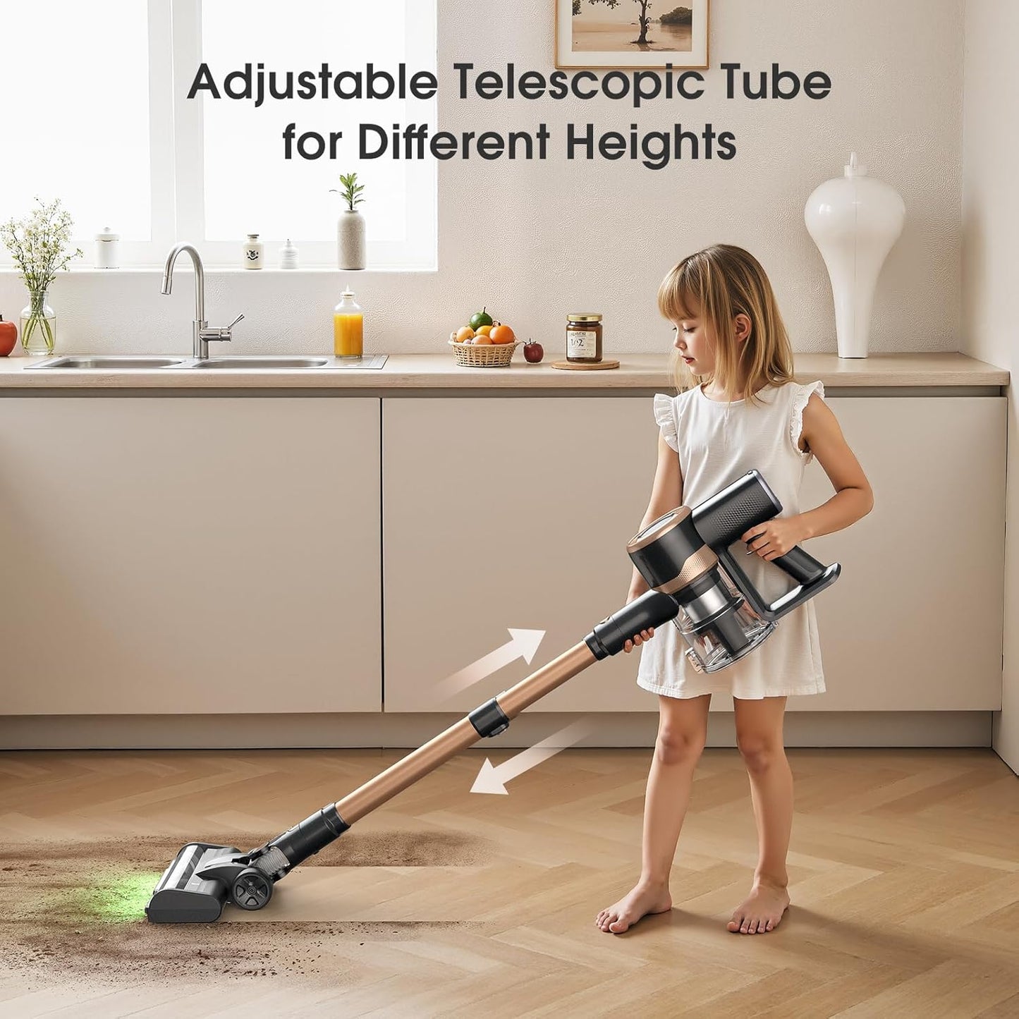MIUZZY P2 Cordless Vacuum Cleaner, 30Kpa Stick Vacuum with Anti-Tangle Brush and Upgraded Green Light, Vacuum Cleaner for Home, Wireless Vacuum for Pet Hair, Carpet, Hard Floor