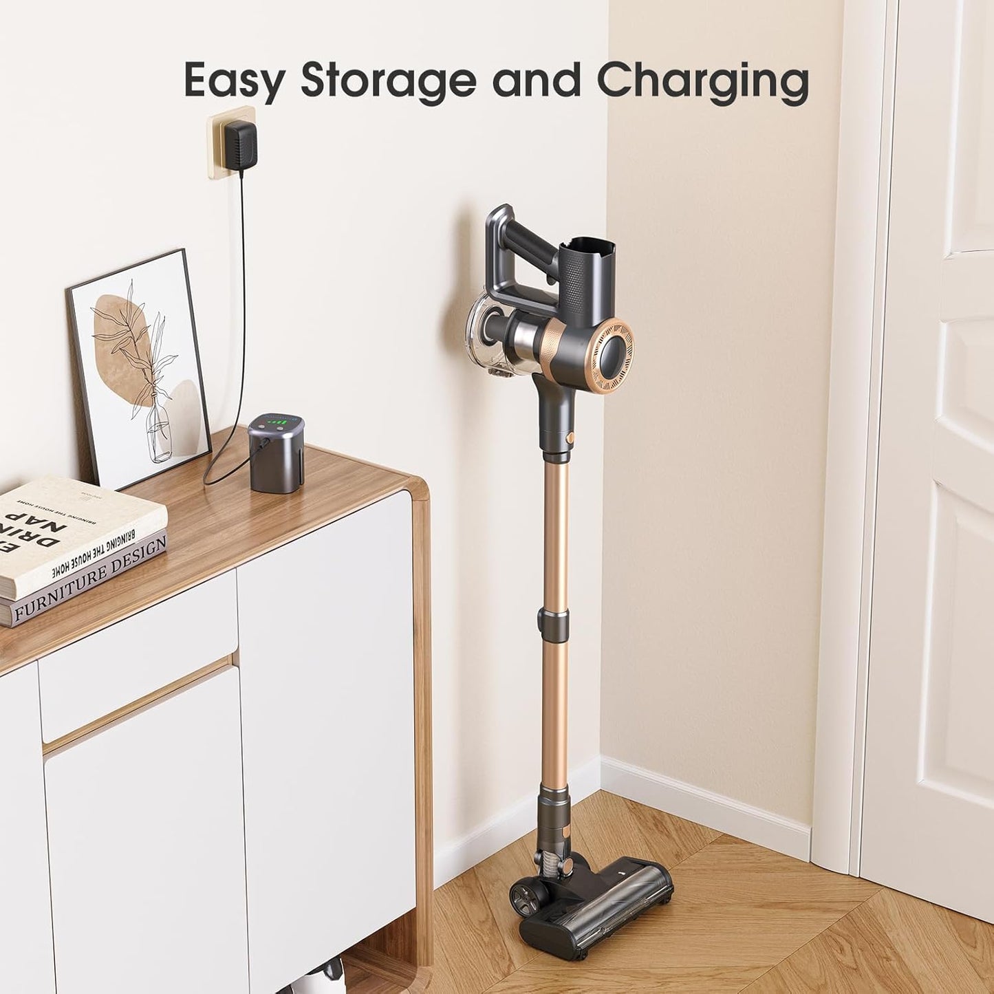 MIUZZY P2 Cordless Vacuum Cleaner, 30Kpa Stick Vacuum with Anti-Tangle Brush and Upgraded Green Light, Vacuum Cleaner for Home, Wireless Vacuum for Pet Hair, Carpet, Hard Floor