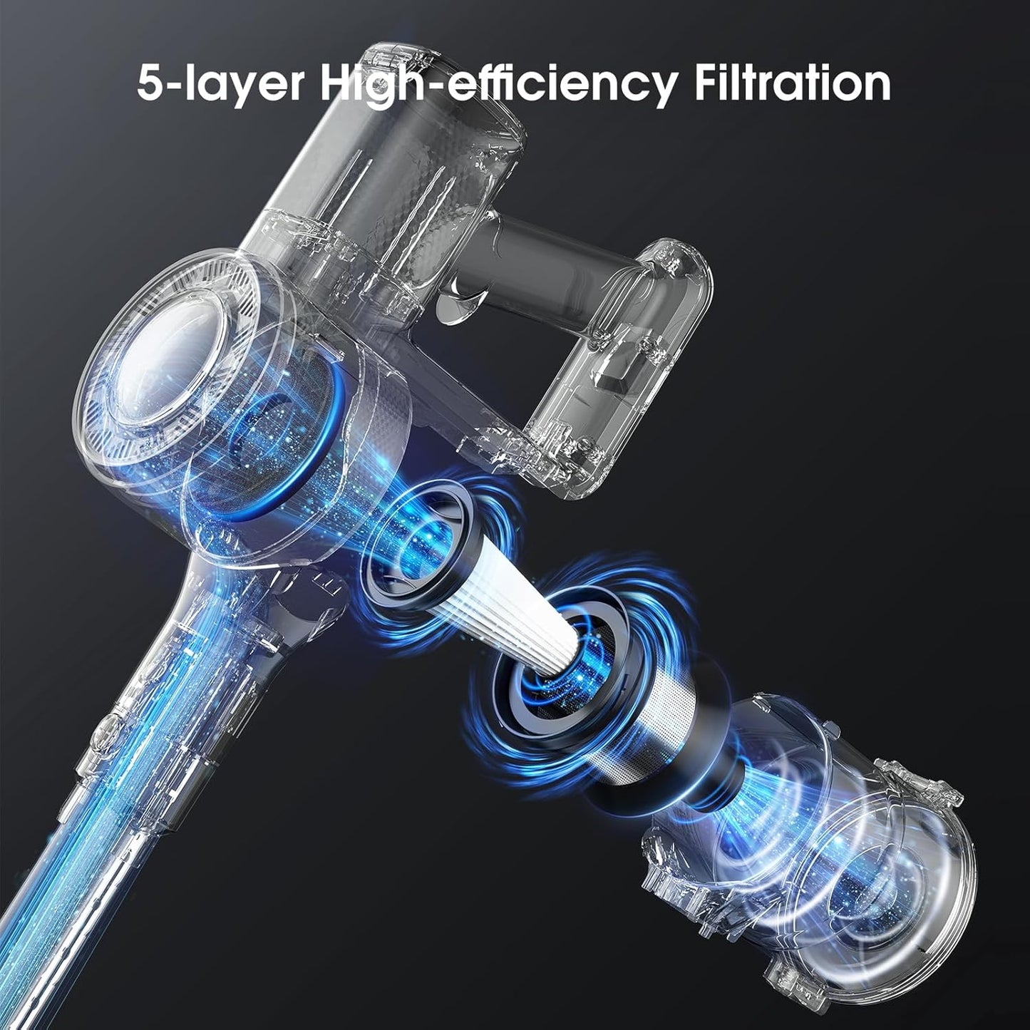 MIUZZY P2 Cordless Vacuum Cleaner, 30Kpa Stick Vacuum with Anti-Tangle Brush and Upgraded Green Light, Vacuum Cleaner for Home, Wireless Vacuum for Pet Hair, Carpet, Hard Floor
