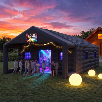 MIUZZY Inflatable Tent with Gazebo, 37FT/27FT Adults' House for Nightclub, Party | Blow Up Tent for Festivals & Events with Ventilation (Include Blower & Repair Kit)