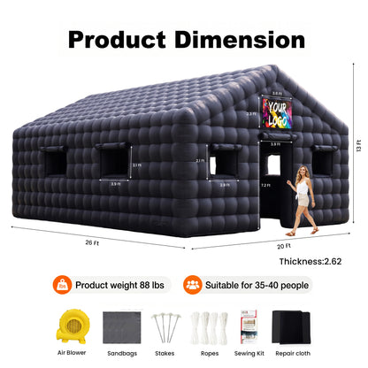 MIUZZY Inflatable Tent, 16.5ft-30ft Adults' House for Nightclub, Party, Weddings | Blow Up Tent for Festivals & Events with Ventilation (Include Blower & Repair Kit)