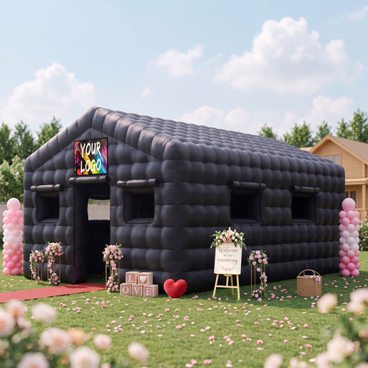 MIUZZY Inflatable Tent, 16.5ft-30ft Adults' House for Nightclub, Party, Weddings | Blow Up Tent for Festivals & Events with Ventilation (Include Blower & Repair Kit)