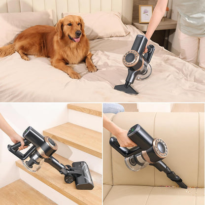 MIUZZY Aspiradora inalámbrica M241, potente aspiradora de succión de 30 Kpa con pantalla LED, aspiradora de varilla 6 en 1 con tiempo de ejecución de 50 minutos, aspiradora antienredos para alfombras y pelos de mascotas de pisos duros... 