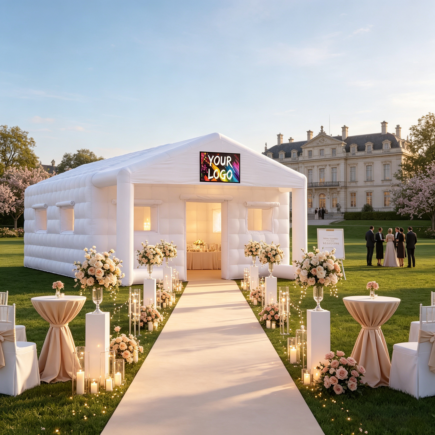 MIUZZY Inflatable Tent with Gazebo, 37FT/27FT Adults' House for Nightclub, Party | Blow Up Tent for Festivals & Events with Ventilation (Include Blower & Repair Kit)